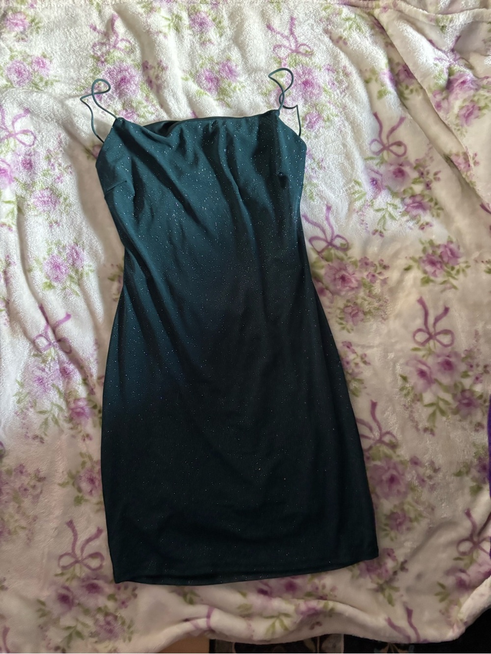 Black Sparkle Mini Slip Dress with Spaghetti Straps